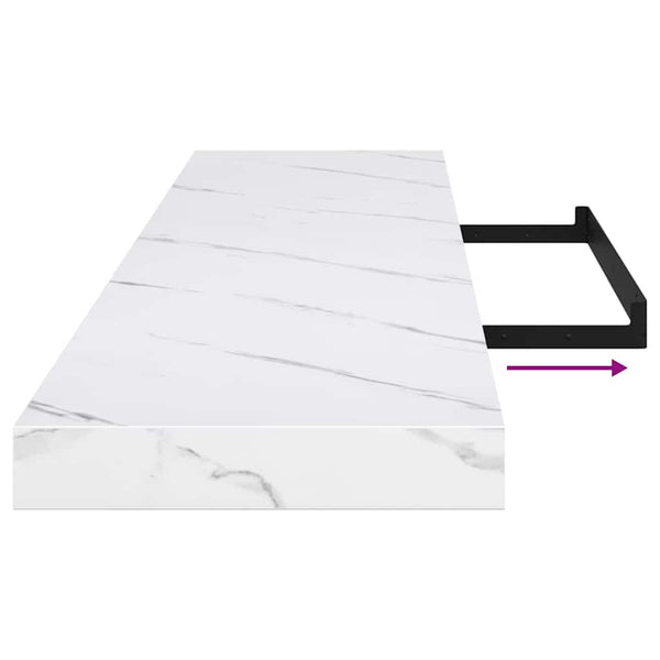 Wandregal, 4er Set, Weiß Marmor, 120cm