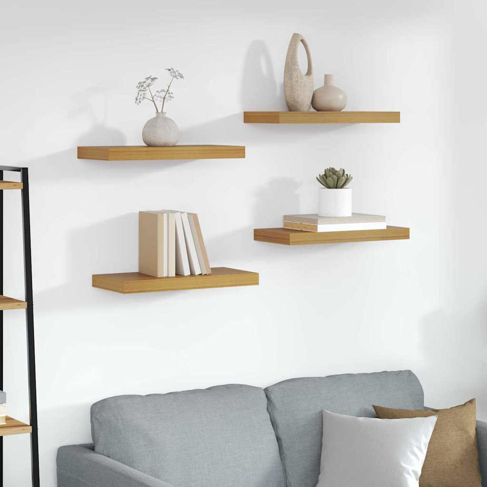 vidaXL Étagère murale 4 pcs Beige 50 x 23,5 x 4 cm Bois d'ingénierie