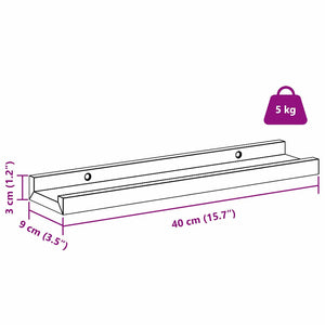 Rote Wandregale, 2er Set, 40 cm