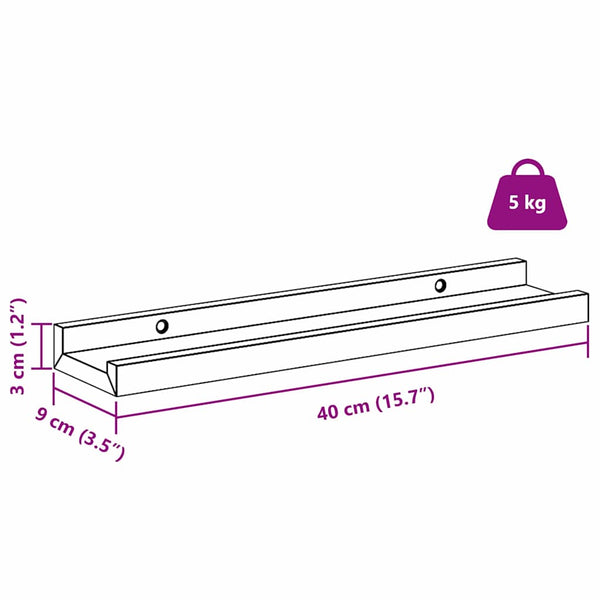 Rote Wandregale, 2er Set, 40 cm