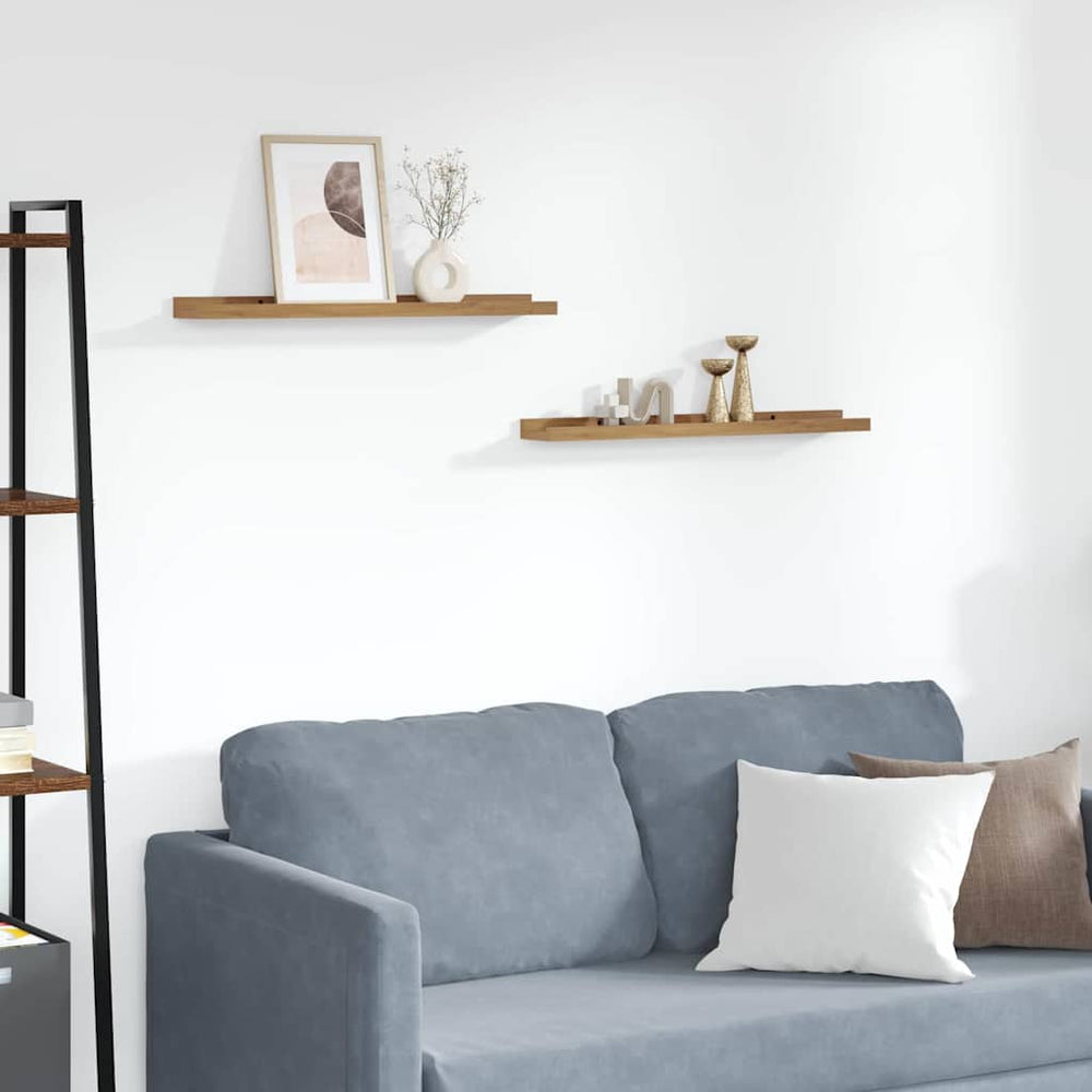 vidaXL Étagère murale avec support 2 pcs Marron 60 x 9 x 3 cm Bois d'ingénierie