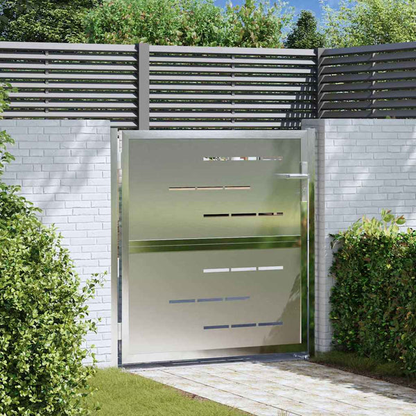 Gartentor Edelstahl Silber 85x97 cm mit Schloss