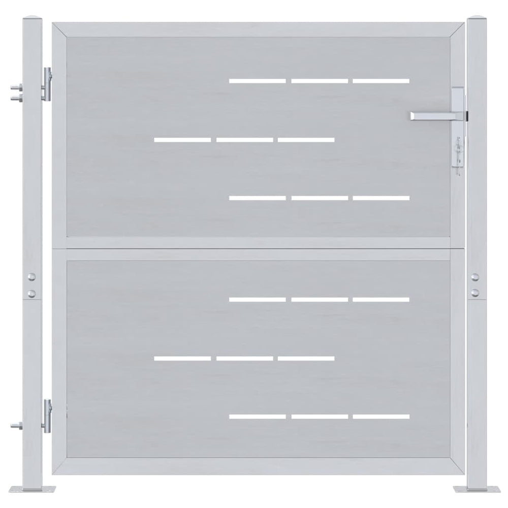 Gartentor Edelstahl Silber 85x97 cm mit Schloss