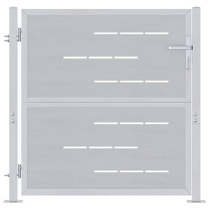 Gartentor Edelstahl Silber 85x97 cm mit Schloss