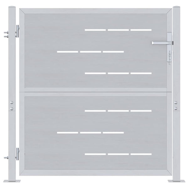 Gartentor Edelstahl Silber 85x97 cm mit Schloss