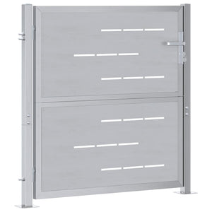 Gartentor Edelstahl Silber 85x97 cm mit Schloss