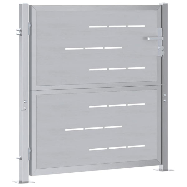 Gartentor Edelstahl Silber 85x97 cm mit Schloss