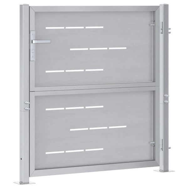Gartentor Edelstahl Silber 85x97 cm mit Schloss