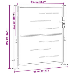 Gartentor Edelstahl Silber 85x97 cm mit Schloss