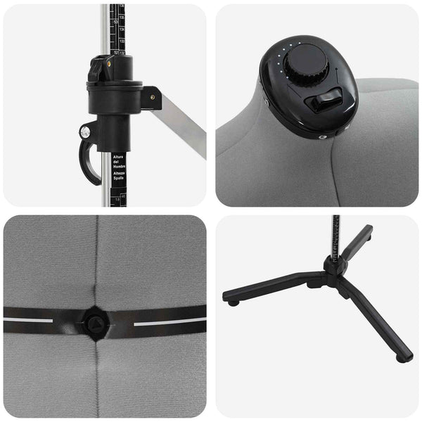 Verstellbare Schneiderpuppe Damen Grau M