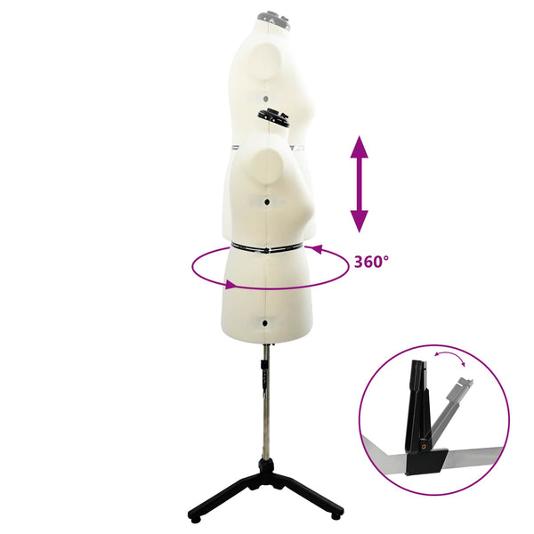 Verstellbare Schneiderpuppe Damen Creme L