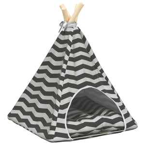 vidaXL Tipi pour animaux de compagnie avec coussin blanc et gris 40 x 40 x 50 cm