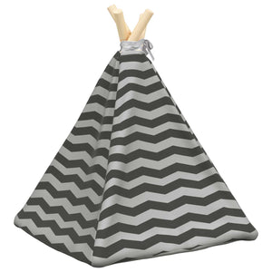 vidaXL Tipi pour animaux de compagnie avec coussin blanc et gris 40 x 40 x 50 cm