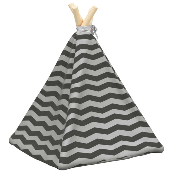 vidaXL Tipi pour animaux de compagnie avec coussin blanc et gris 40 x 40 x 50 cm