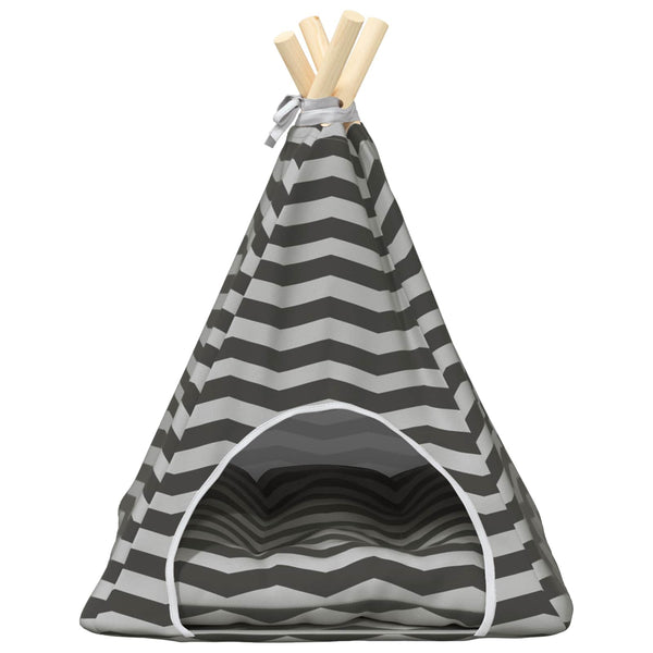 vidaXL Tipi pour animaux de compagnie avec coussin blanc et gris 40 x 40 x 50 cm