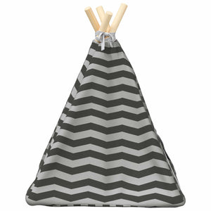 vidaXL Tipi pour animaux de compagnie avec coussin blanc et gris 40 x 40 x 50 cm