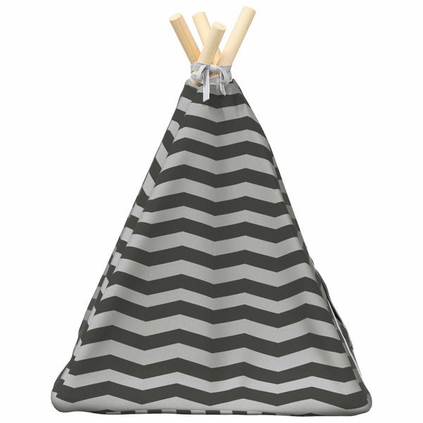 vidaXL Tipi pour animaux de compagnie avec coussin blanc et gris 40 x 40 x 50 cm
