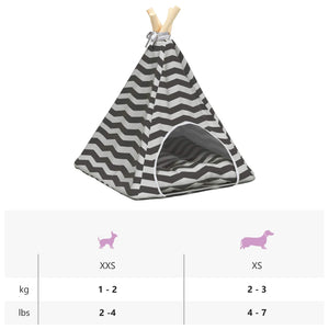 vidaXL Tipi pour animaux de compagnie avec coussin blanc et gris 40 x 40 x 50 cm