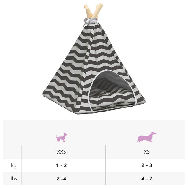vidaXL Tipi pour animaux de compagnie avec coussin blanc et gris 40 x 40 x 50 cm