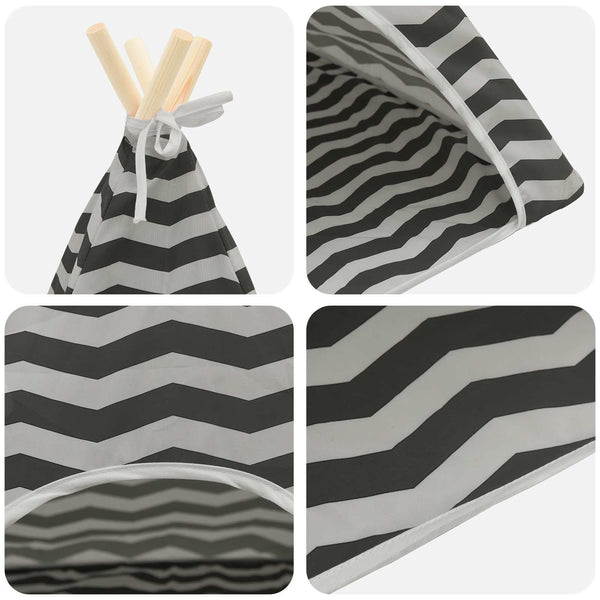 Haustier Tipi Zelt mit Kissen Weiß/Grau