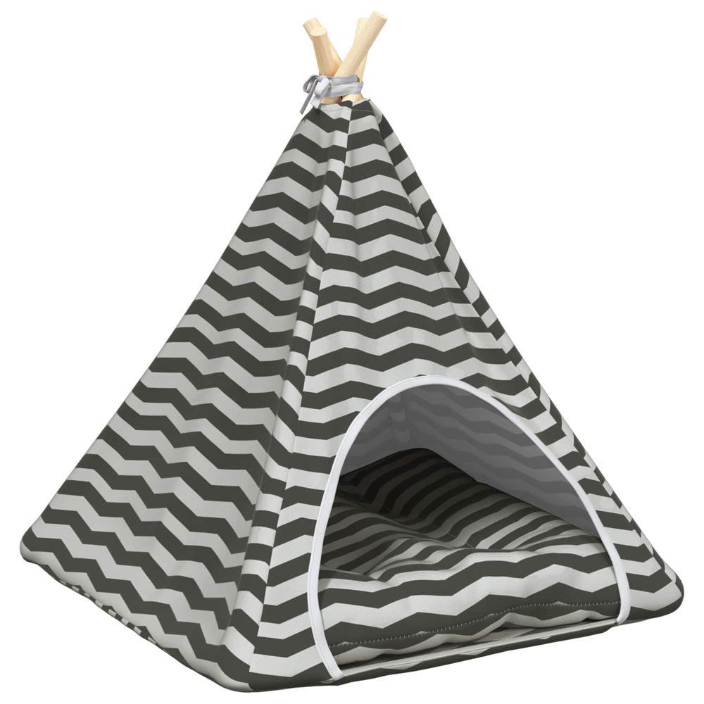 Haustier Tipi Zelt mit Kissen Weiß/Grau