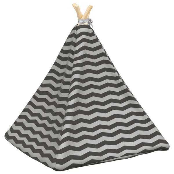 Haustier Tipi Zelt mit Kissen Weiß/Grau