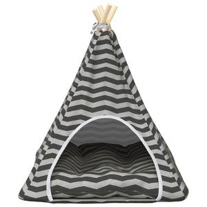 Haustier Tipi Zelt mit Kissen Weiß/Grau