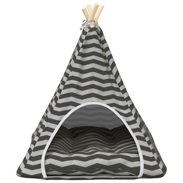 Haustier Tipi Zelt mit Kissen Weiß/Grau