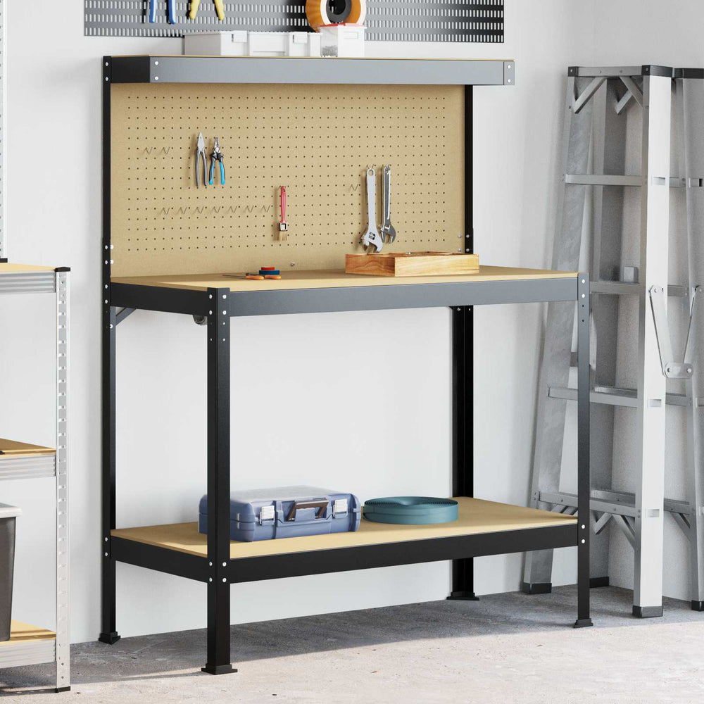 Werkbank Schwarz mit Lochwand