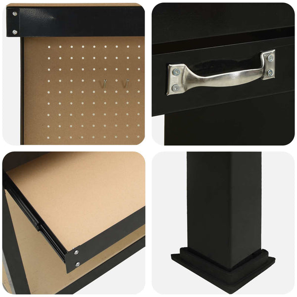 Werkbank Schwarz mit Lochwand