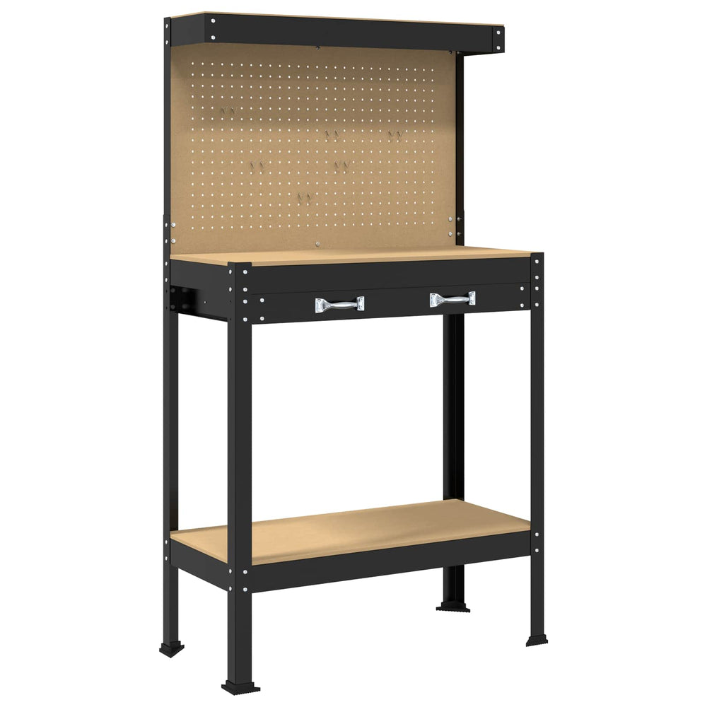 Werkbank Schwarz mit Lochwand