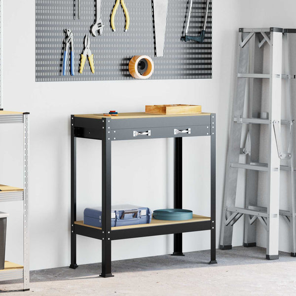 Werkbank mit Regal, Schwarz, 80x40x91cm