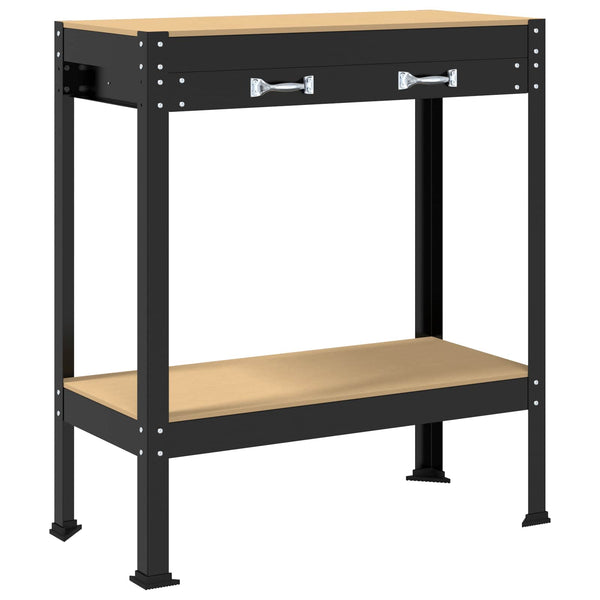 Werkbank mit Regal, Schwarz, 80x40x91cm