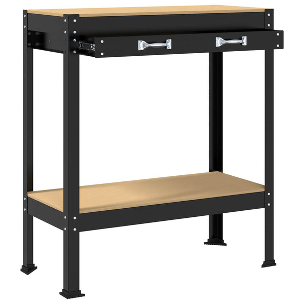 Werkbank mit Regal, Schwarz, 80x40x91cm