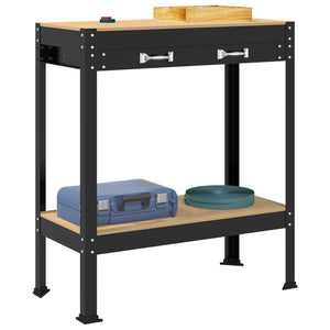 Werkbank mit Regal, Schwarz, 80x40x91cm