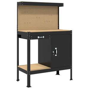vidaXL Établi noir 90 x 49 x 141 cm contreplaqué et métal