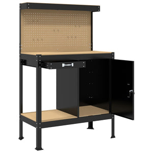 vidaXL Établi noir 90 x 49 x 141 cm contreplaqué et métal