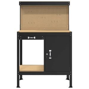 vidaXL Établi noir 90 x 49 x 141 cm contreplaqué et métal