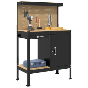vidaXL Établi noir 90 x 49 x 141 cm contreplaqué et métal