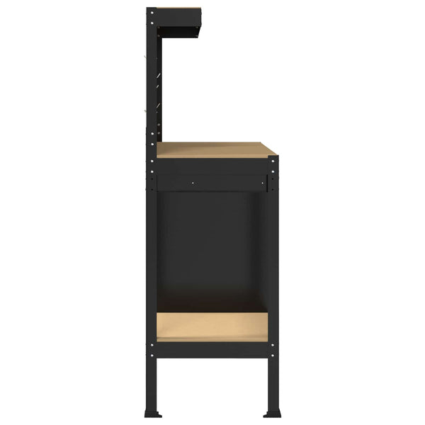 vidaXL Établi noir 90 x 49 x 141 cm contreplaqué et métal
