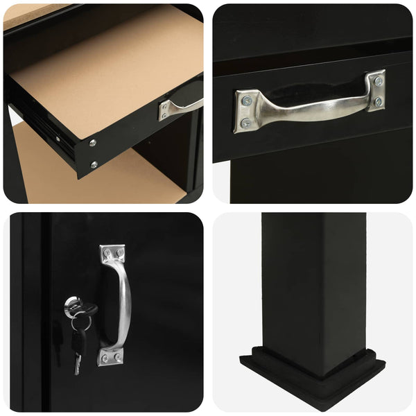 Werkbank mit Regal Schwarz 90x49x91cm