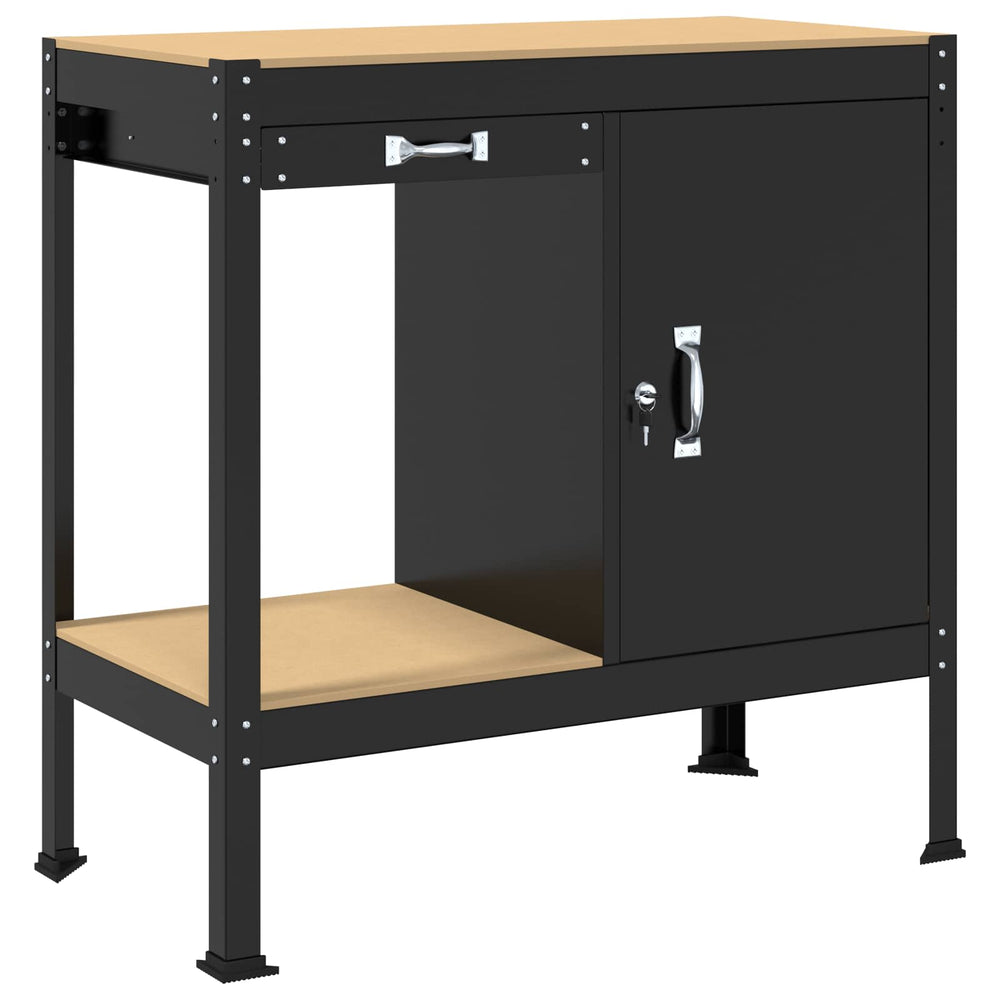Werkbank mit Regal Schwarz 90x49x91cm