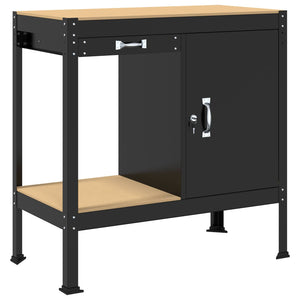 Werkbank mit Regal Schwarz 90x49x91cm