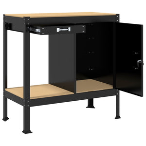 Werkbank mit Regal Schwarz 90x49x91cm