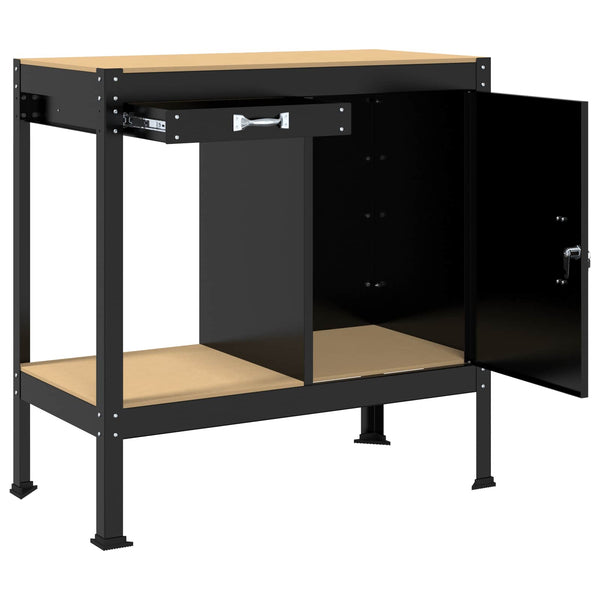 Werkbank mit Regal Schwarz 90x49x91cm