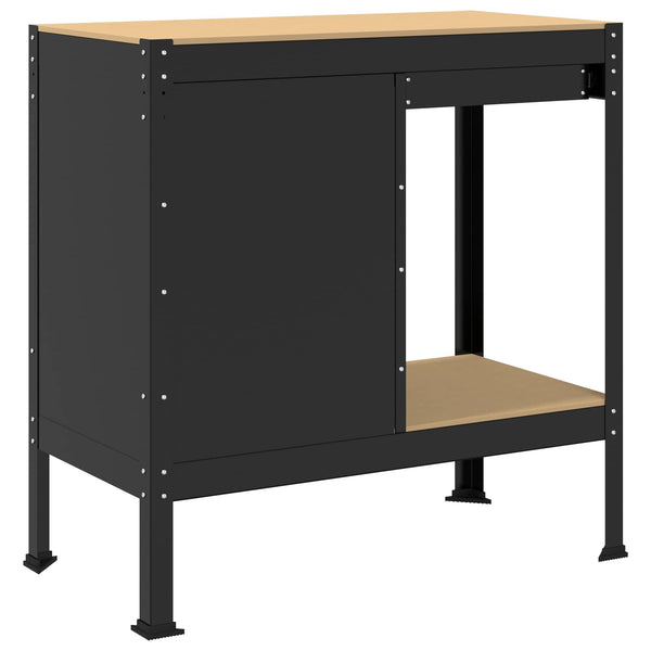 Werkbank mit Regal Schwarz 90x49x91cm