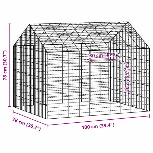 Kaninchenkäfig Silber Verzinkt 100cm
