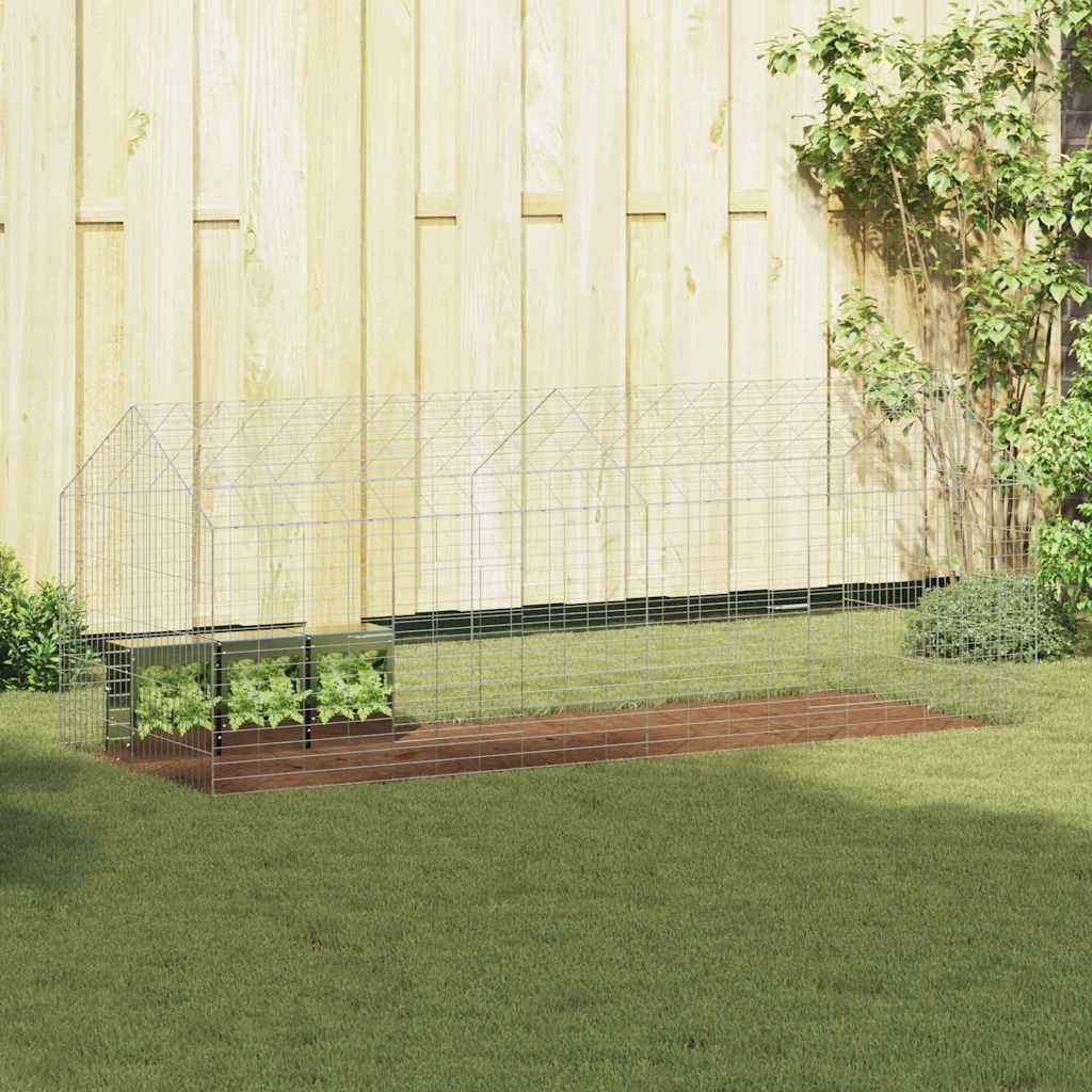 Kaninchenkäfig Silber Verzinkt 200cm