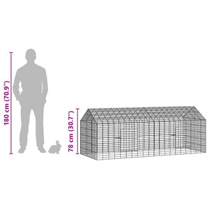 Kaninchenkäfig Silber Verzinkt 200cm