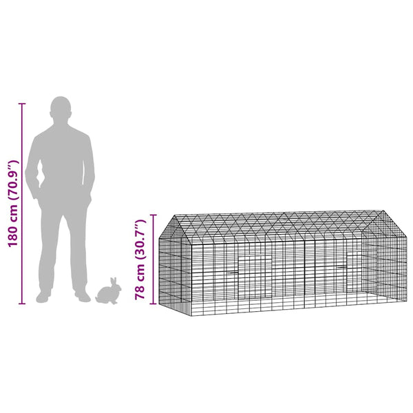 Kaninchenkäfig Silber Verzinkt 200cm
